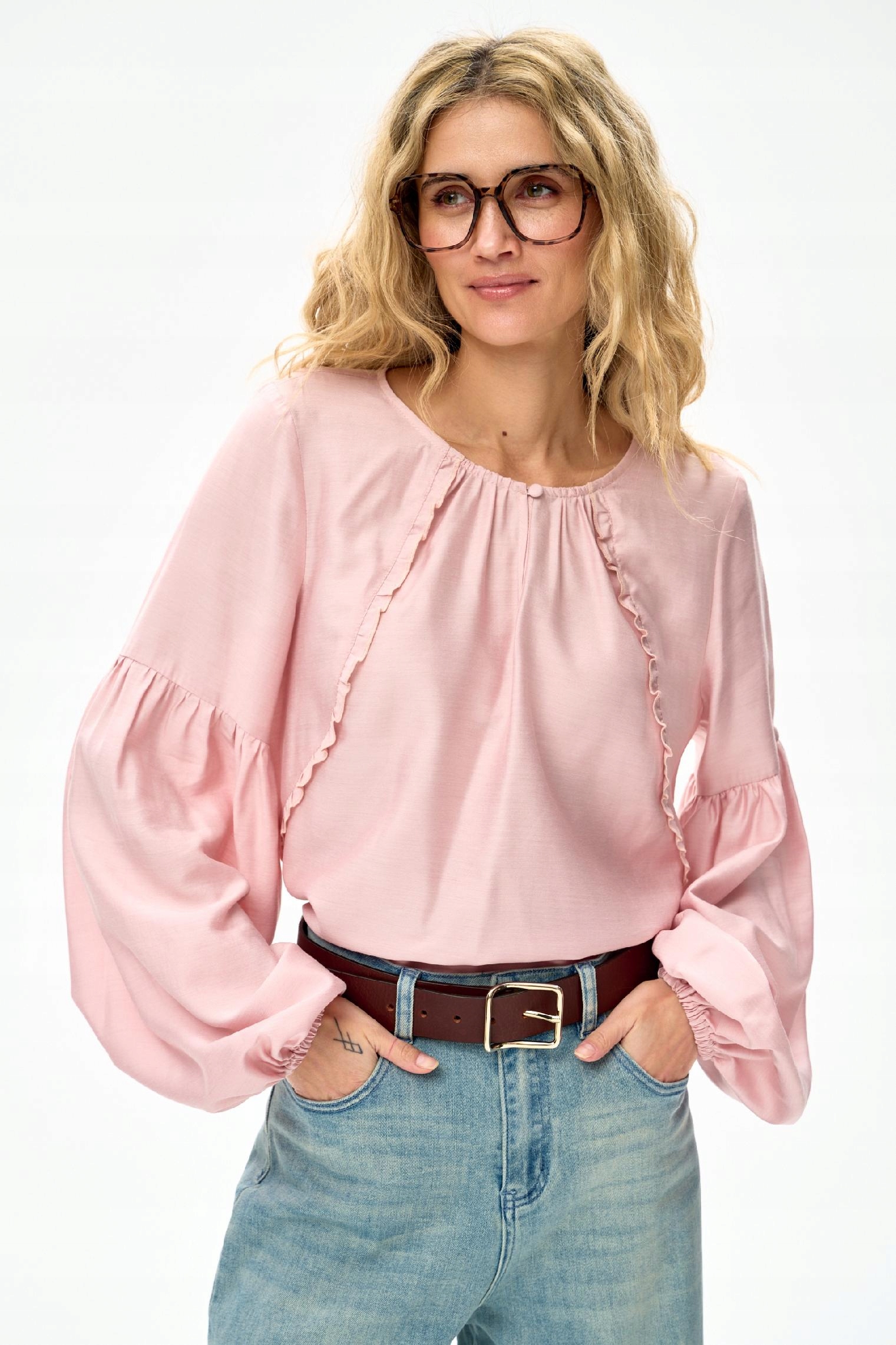 Dámská halenka Ata, široké rukávy, růžová, blue shadow vel. 44