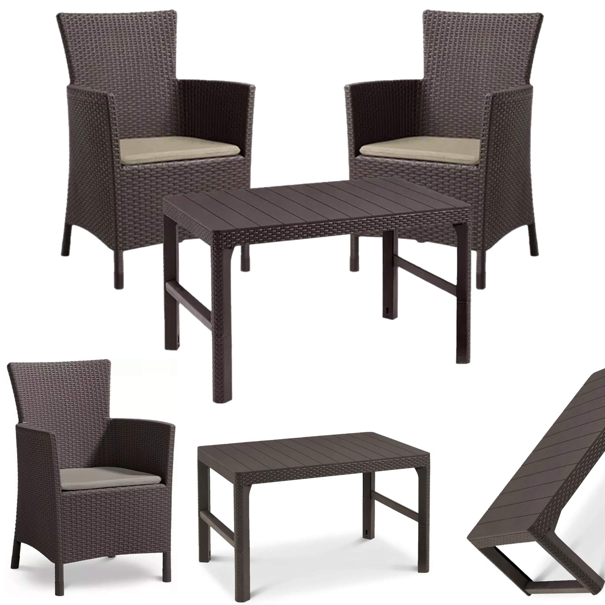 Súprava záhradného nábytku na balkón Keter stolík 2x kreslo, hnedá