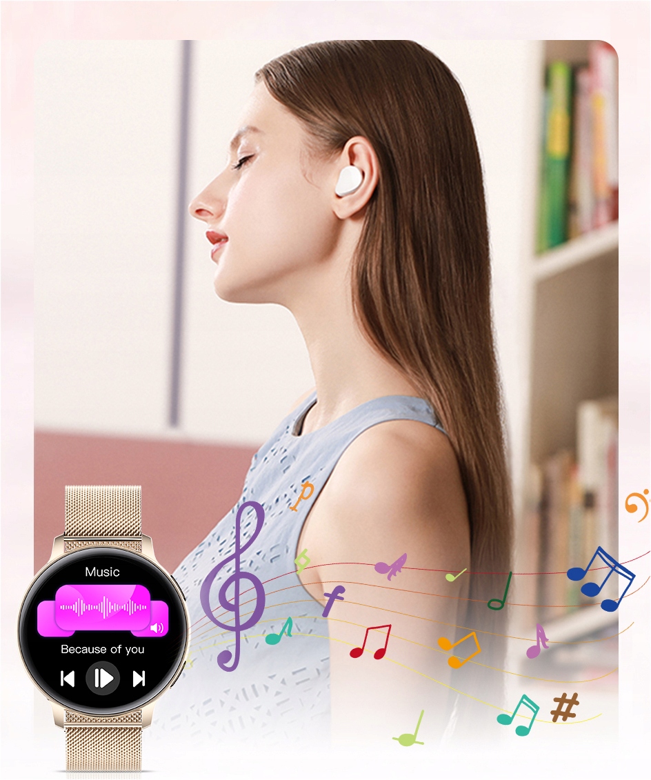 SMARTWATCH ZEGAREK DAMSKI POLSKIE MENU ROZMOWY WIADOMOŚCI 4 PASKI Stan opakowania oryginalne