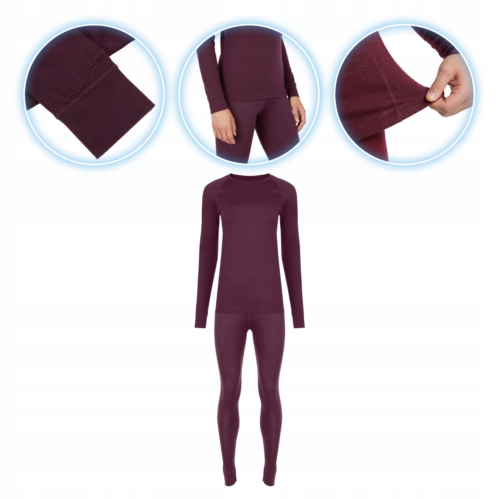 Komplet bielizny termoaktywnej damska Merino Woolcano SET0543 Termiczna M