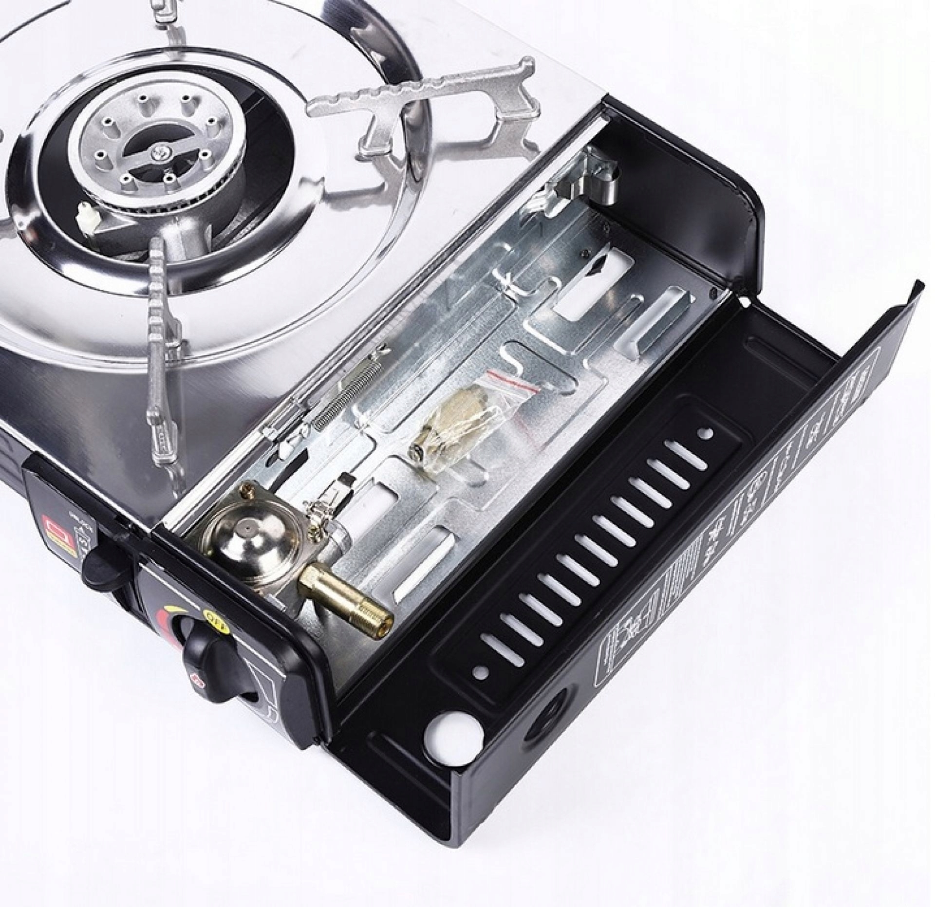 PŘENOSNÝ DVOUHOŘÁKOVÝ PLYNOVÝ KEMPINGOVÝ VAŘIČ NA LAHVE, PLYNOVÁ KAMERA Model KG2857