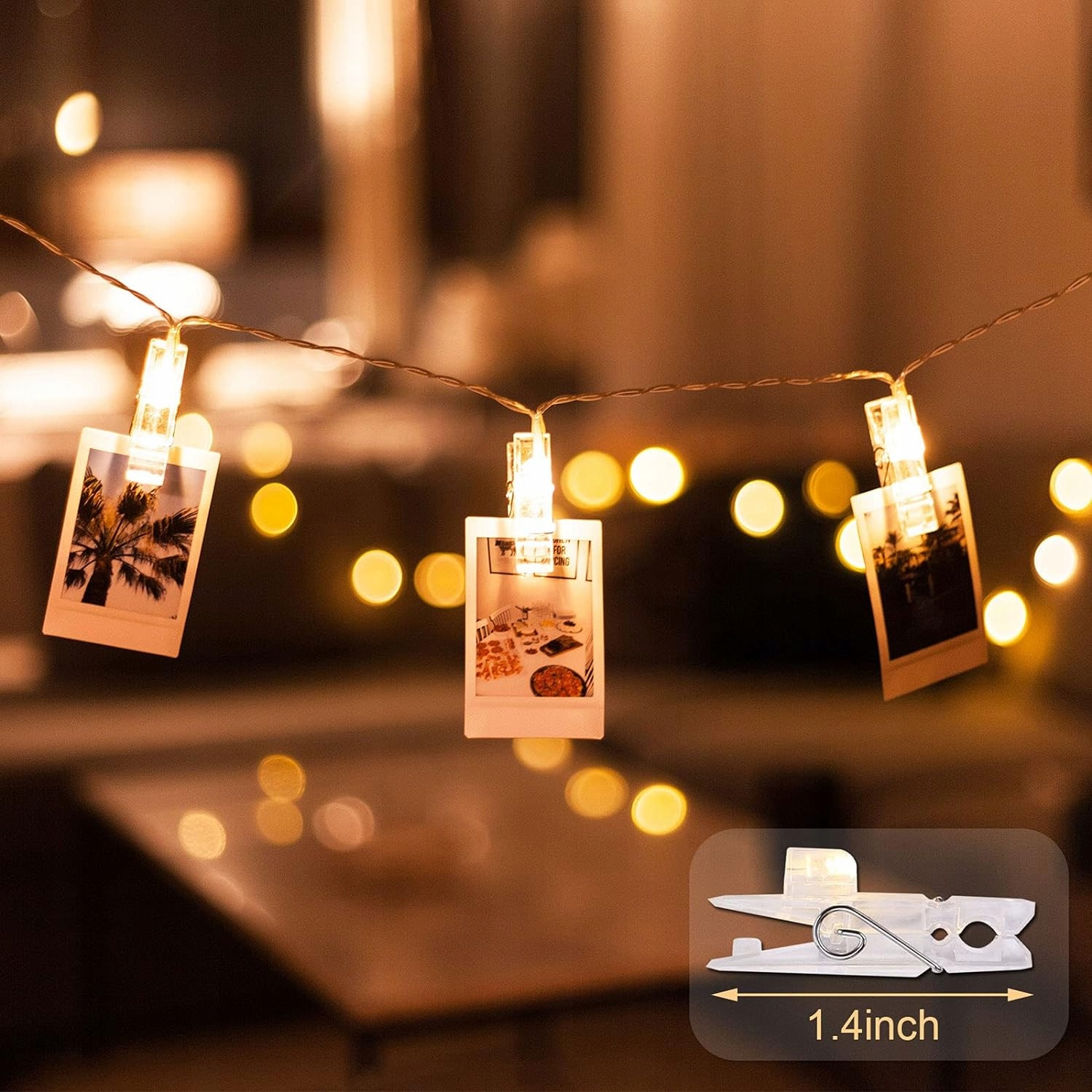 LAMPKI KLAMERKI NA ZDJĘCIA 50LED - SPINACZE KLIPSY 5M Długość 315 cm