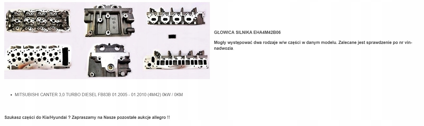 GŁOWICA MITSUBISHI CANTER 3,0 TURBO DIESEL FB83B