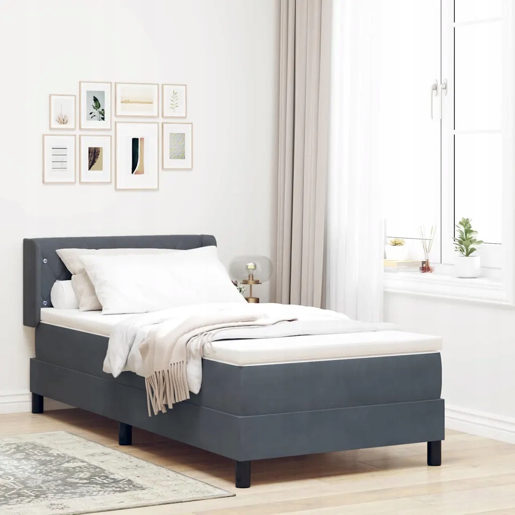 vidaXL Postel s boxspringem s matrací Tmavě šedá 200 x 90 cm Polyester