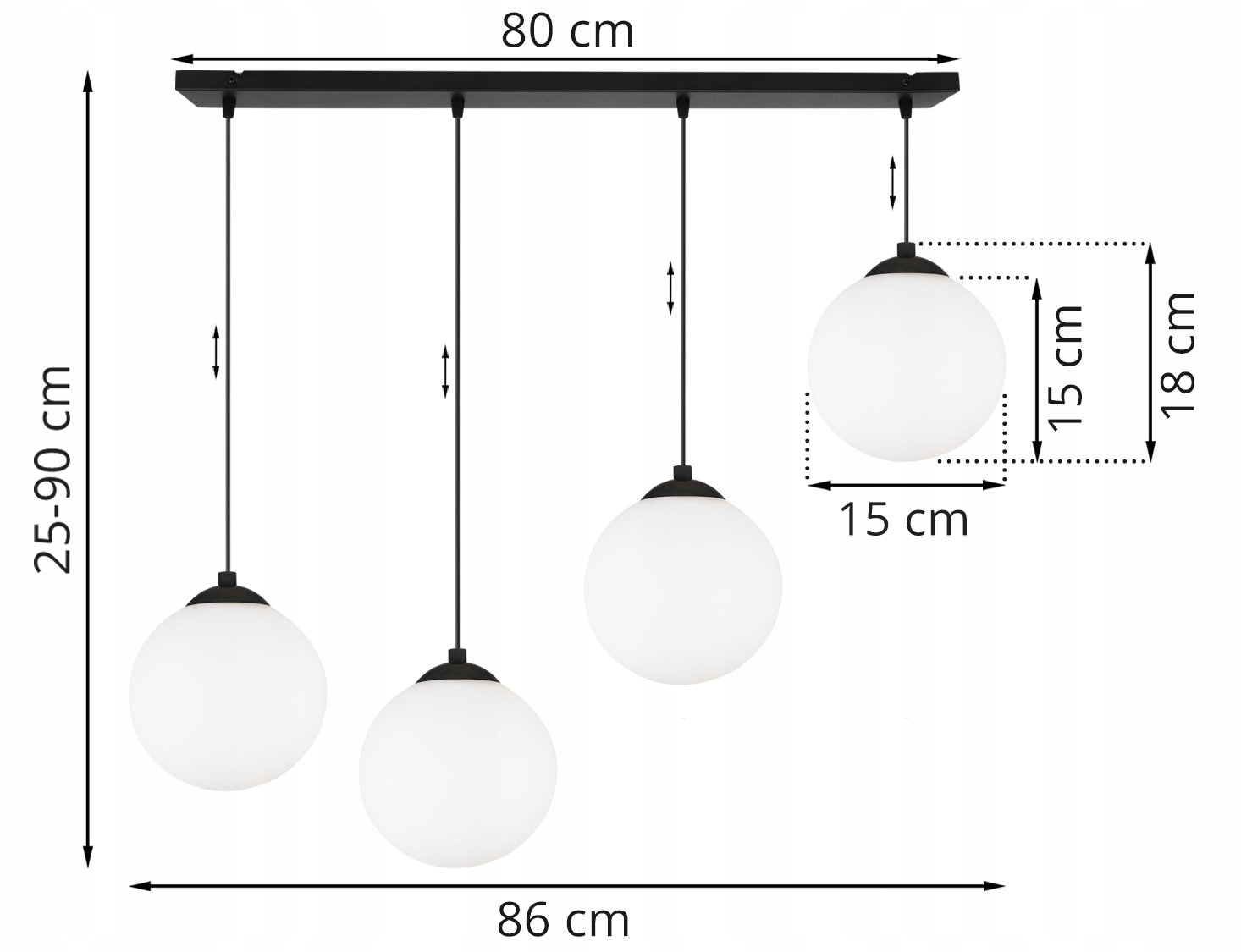 LAMPA WISZĄCA SUFITOWA LISTWA KULA CZARNY LED 15cm Marka Light Home