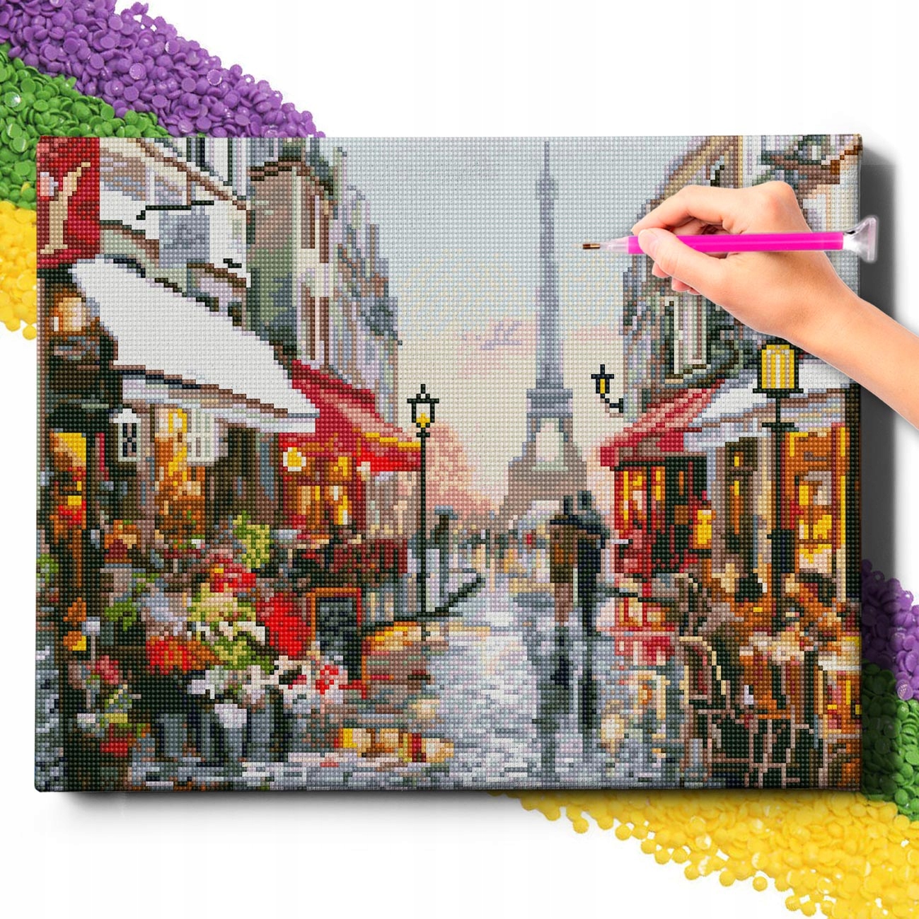 Diamond Painting 5D s Ramou Výšivka Diamantová Velká Paříž Mozaika 40x50 cm