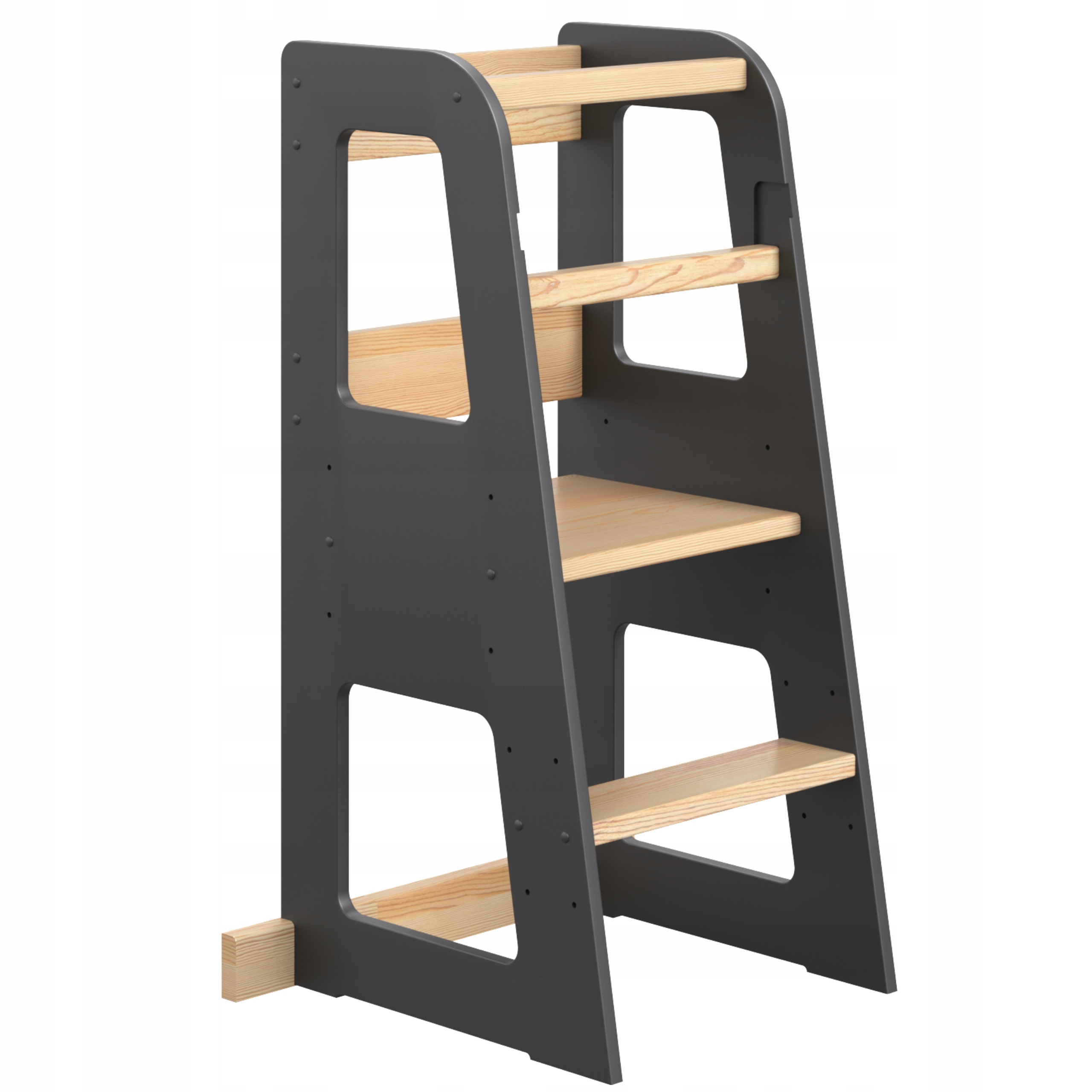 Pomocnik Kuchenny Kitchen Helper Podest Loft Czarny Sosna Regulowany