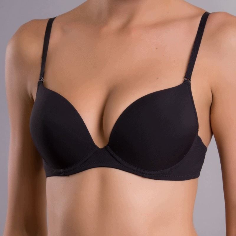 Acousma Podprsenka A6065-5 Hladká Push Up Černá 75D