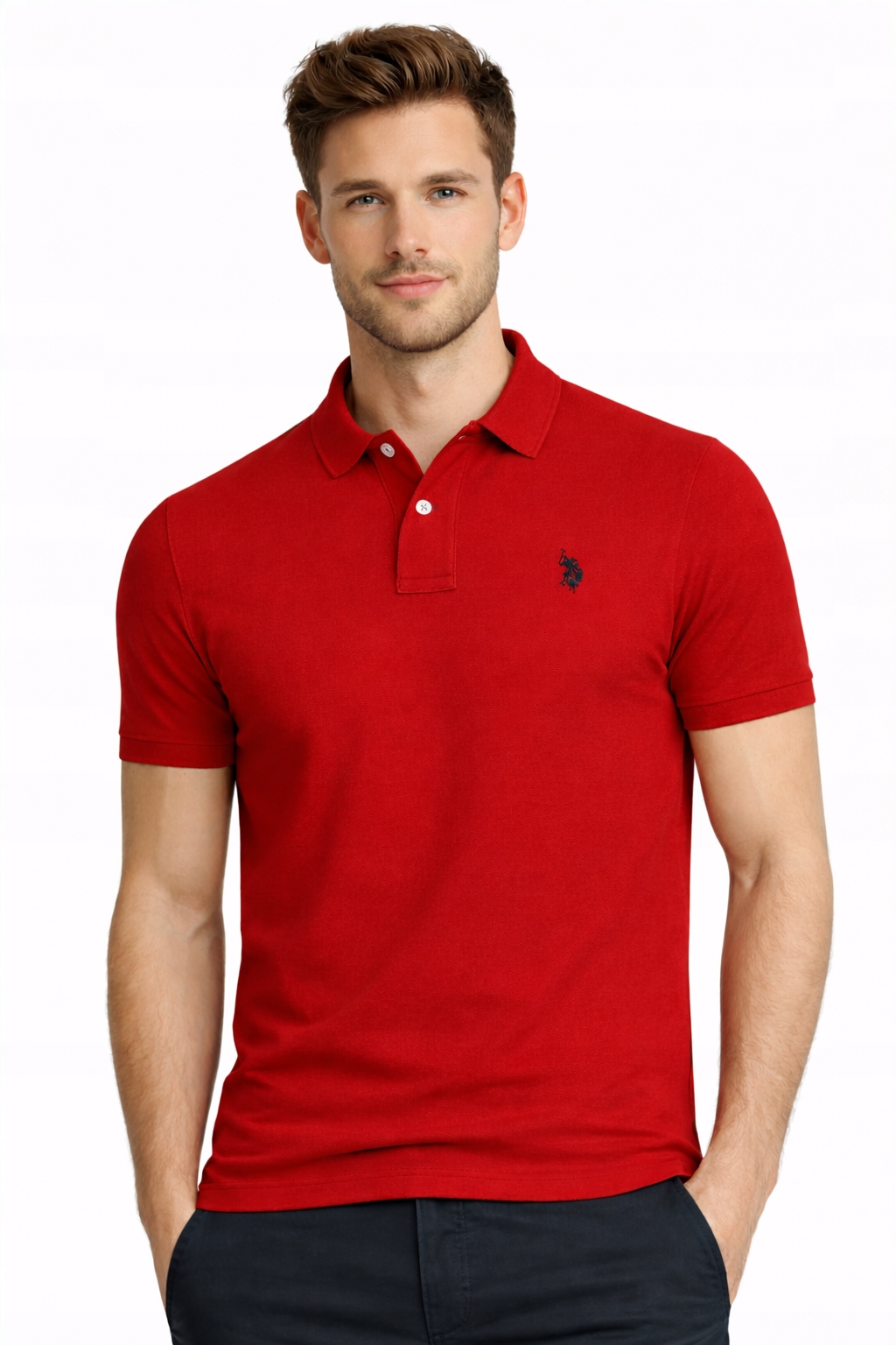U.s. Polo Assn. Pánská Polokošile MUP3312-C40 červená polovina s výšivkou
