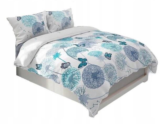 Pościel bawełniana bawełna Wind Gold 140x200 dmuchawce biała turkusowa