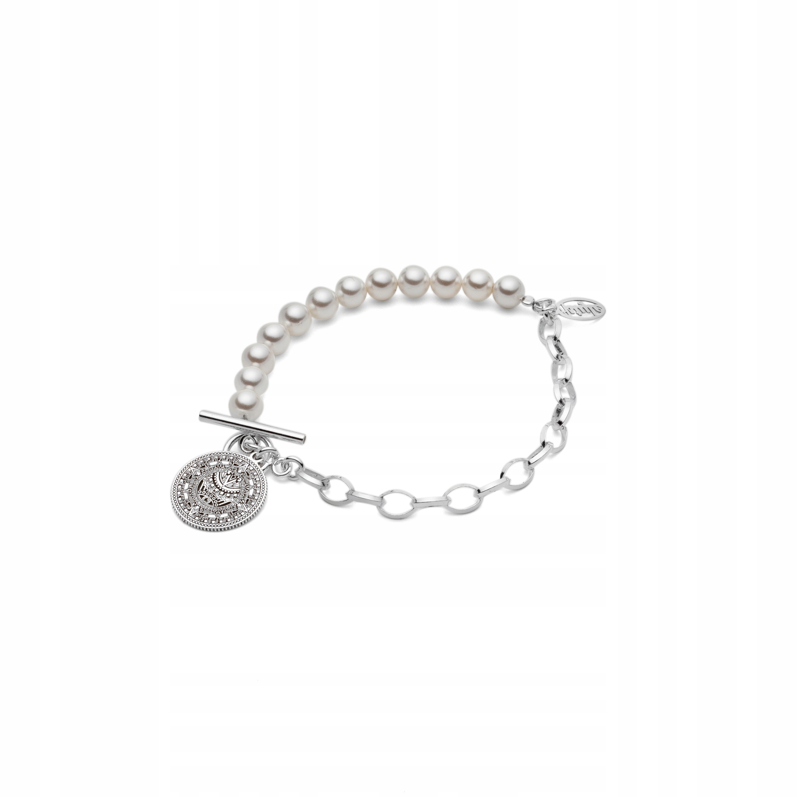 Náramek s perlami a stříbrným řetízkem