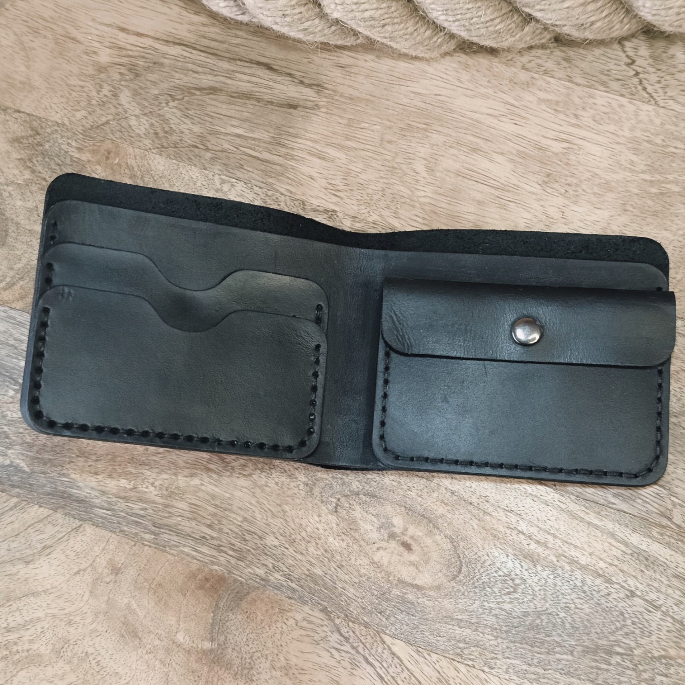 Pánská kožená peněženka na karty bankovky bilon černá handmade