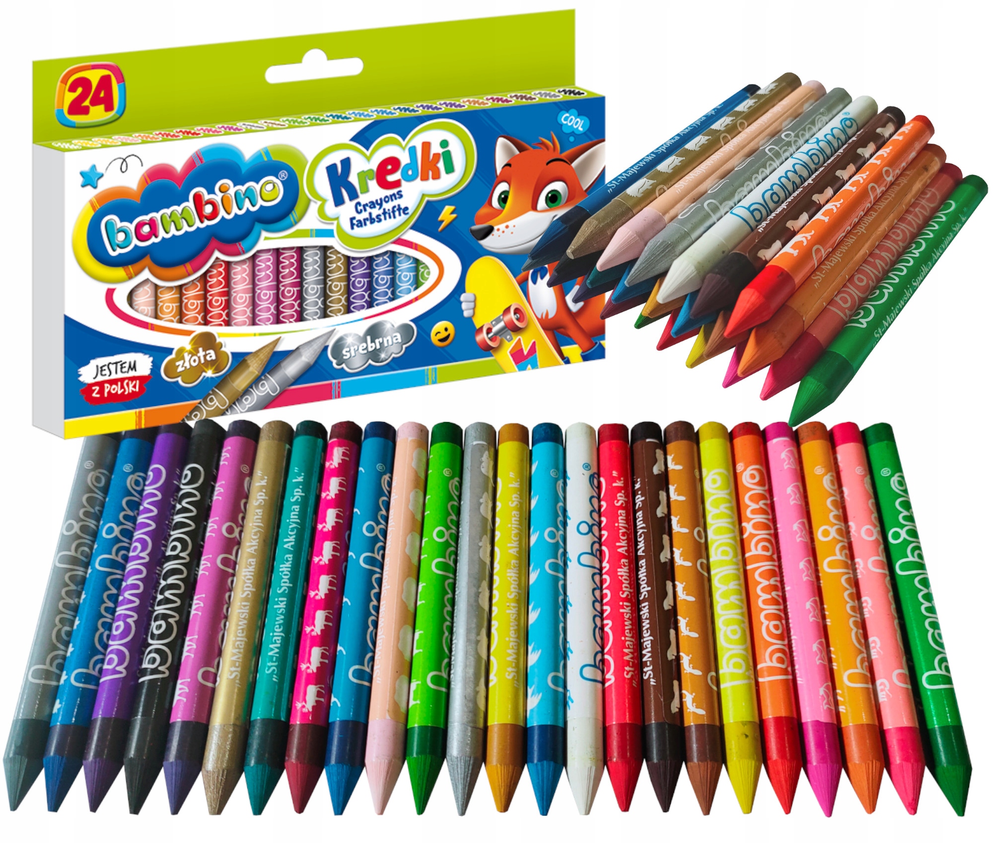Kredki woskowe BAMBINO 24 kolory St.Majewski