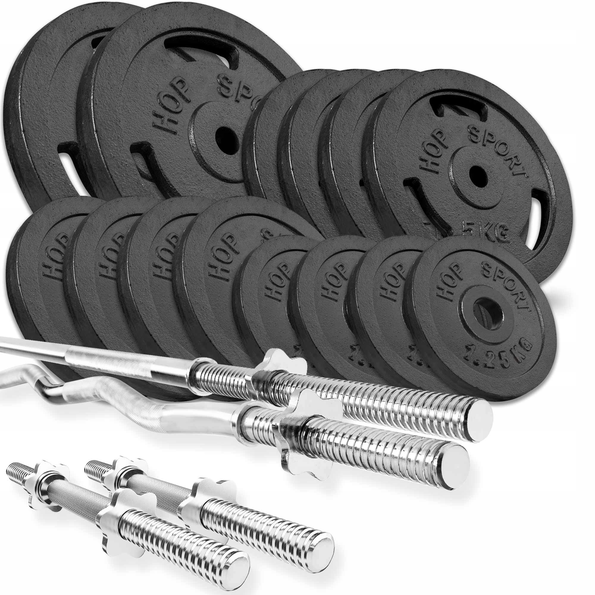 

Zestaw obciążeń talerzy żeliwnych 76kg z gryfami