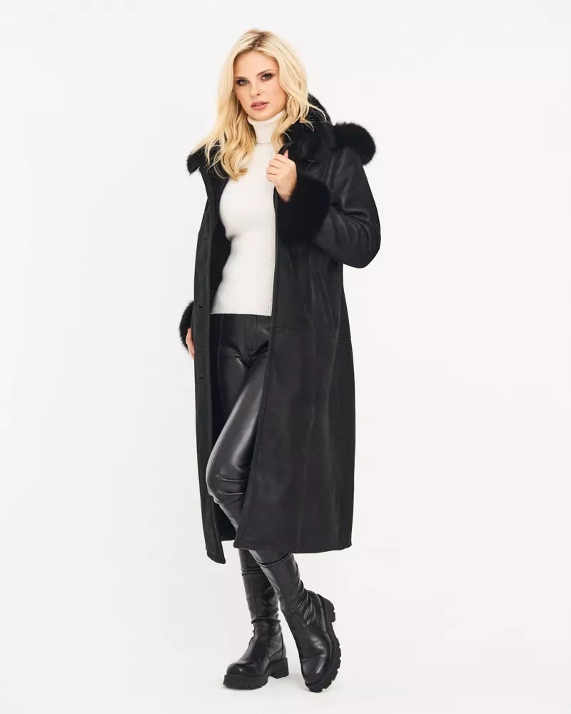 Naturalny damski kożuch Magda obszycie L Marka Emoris