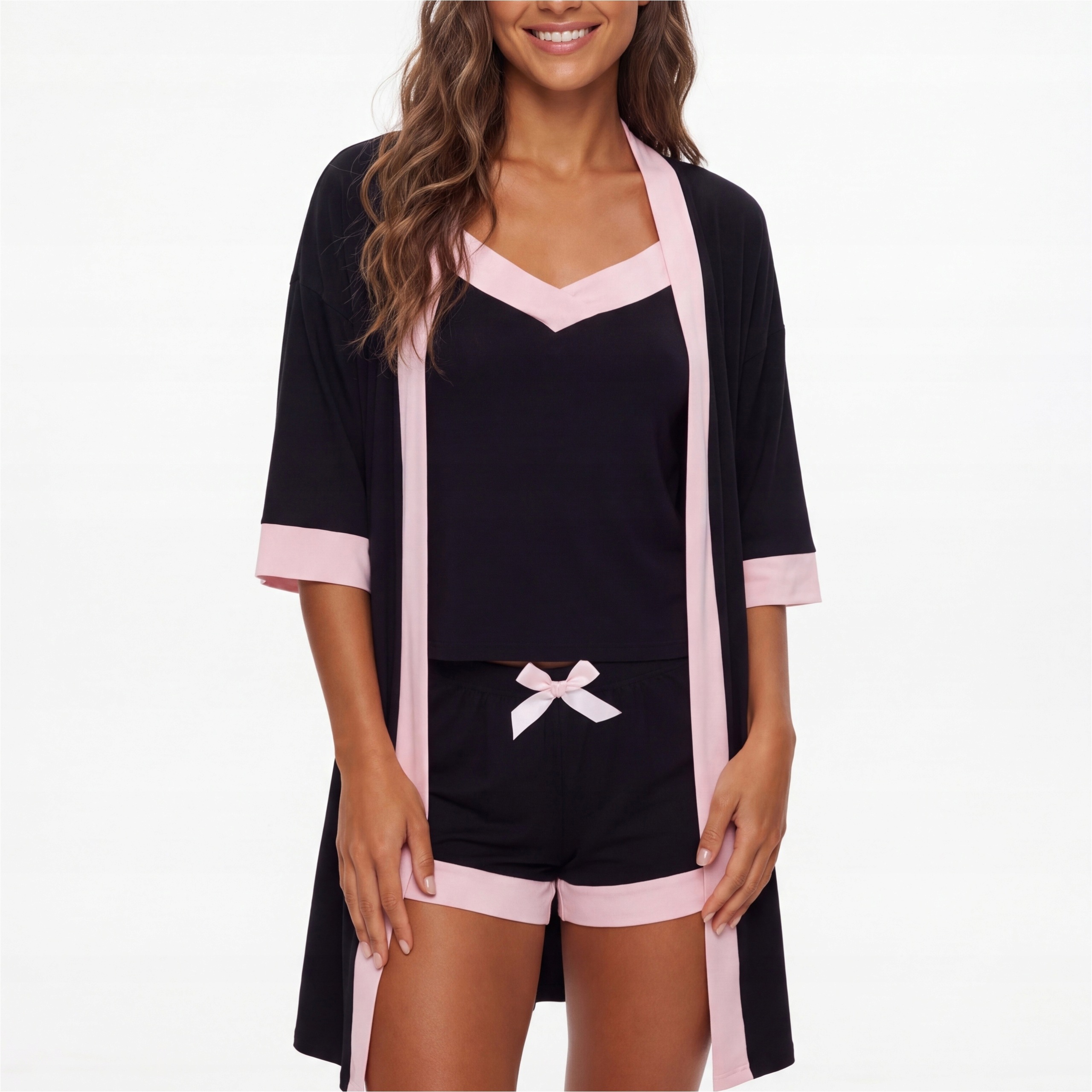 Dámský Župan Sensis Lizzie Růžový s kapucí Dlouhý rukáv Zateplený L XL