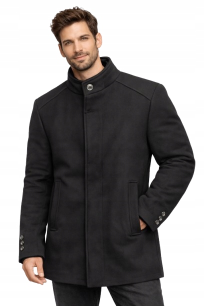 All The Men Černý Klasický Kabát S Vlnou Ke Kolenům L Jqa