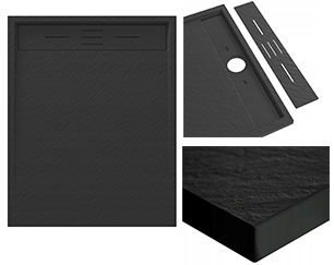 Černá Obdélníková Sprchová Vanička 100 x 80 CM Viva Kompozit