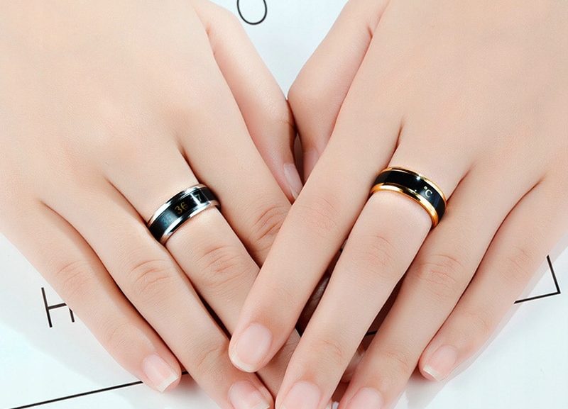 PIERŚCIONEK PIERŚCIEŃ TERMOMETR TEMPERATURA WZORY Cechy brak