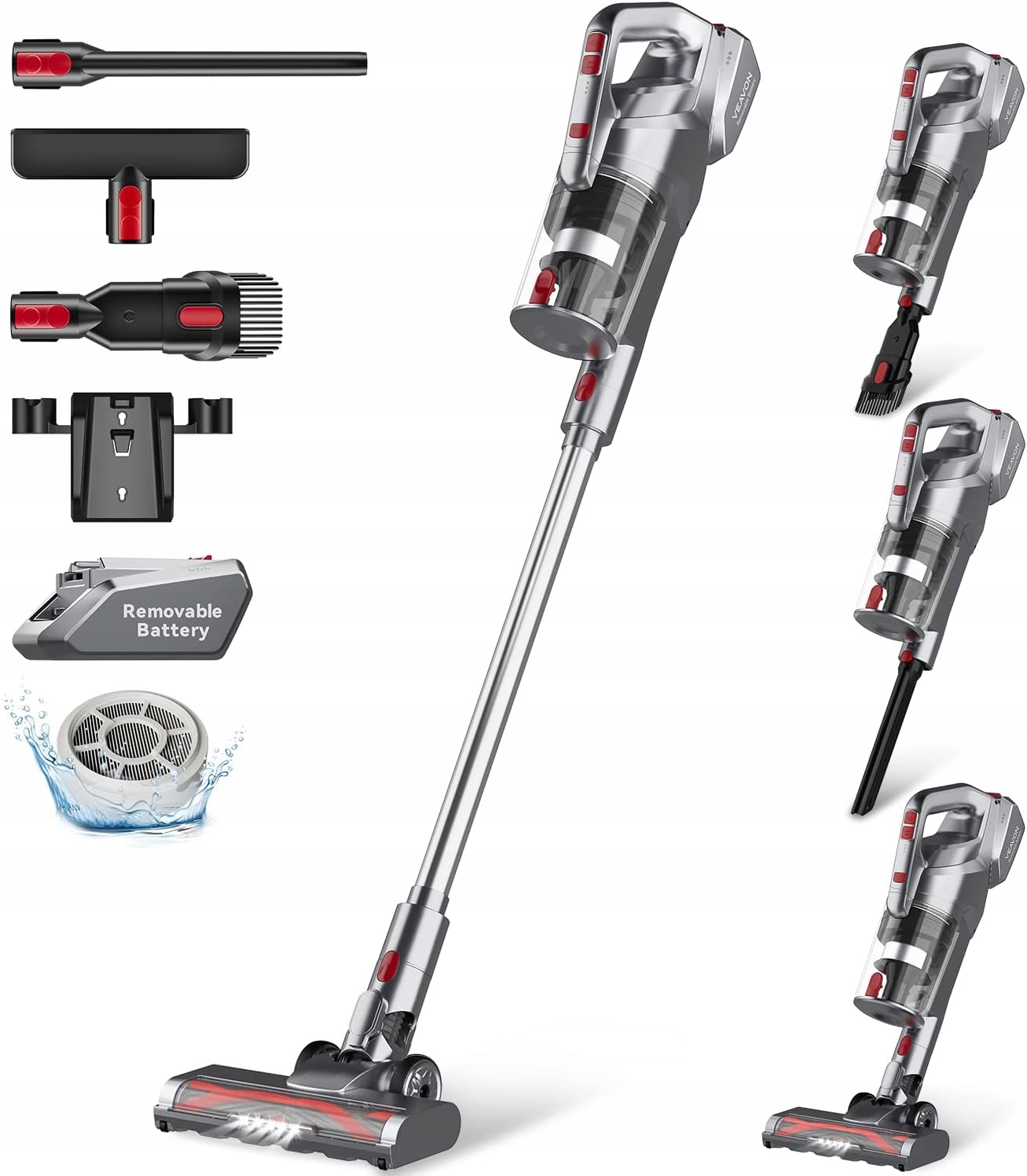 Bezdrôtový akumulátorový vysávač 6v1 23kPa výkonný 200W Led kefa