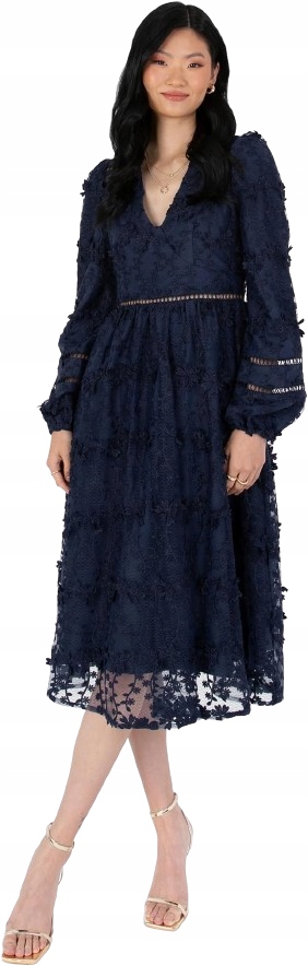 Maya Deluxe Tmavě Modrá Rozkládací Šaty S Aplikacemi 34 J_a