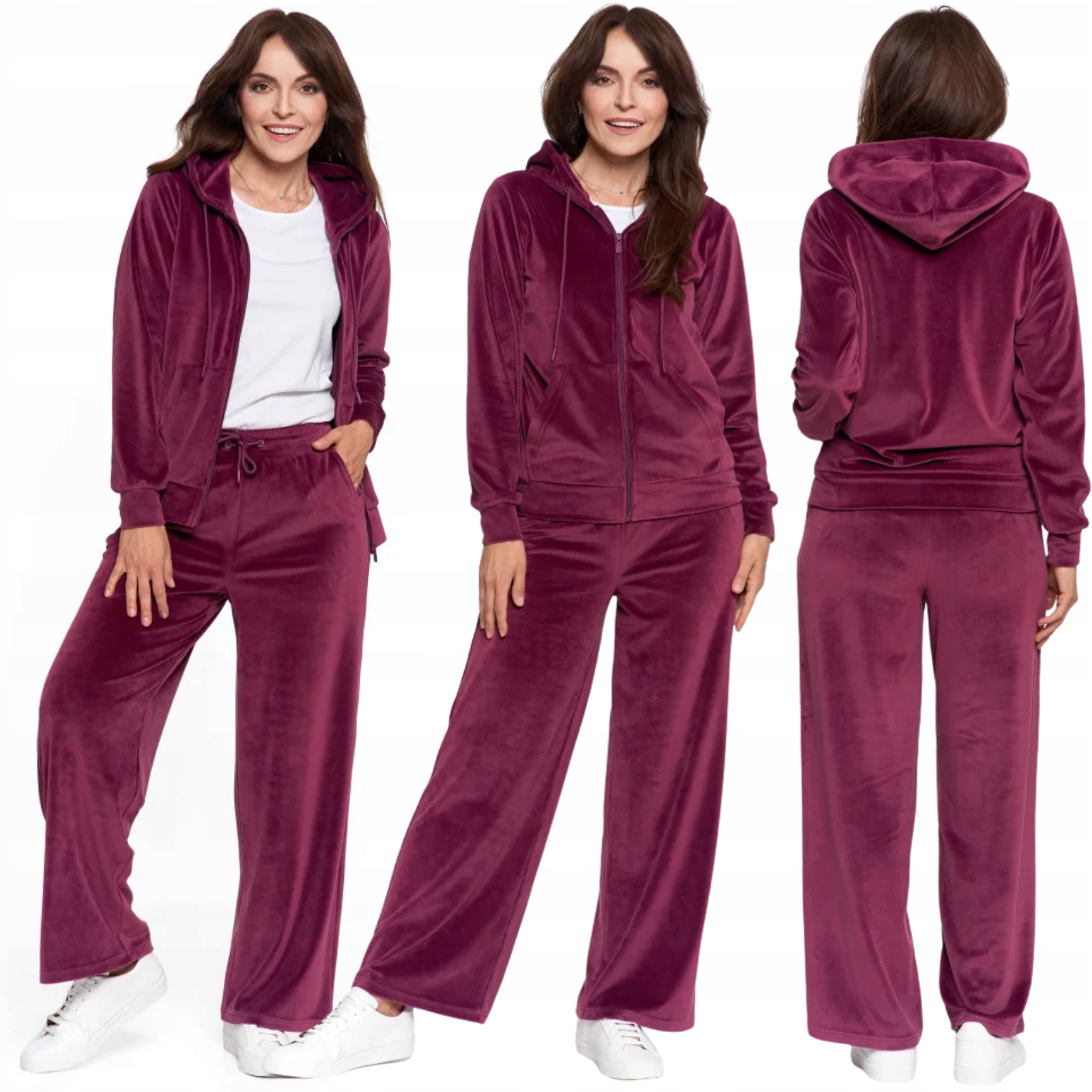 Velurová sada Dámská Rozepínací Mikina Kalhoty s vysokým pasem Moraj XXL