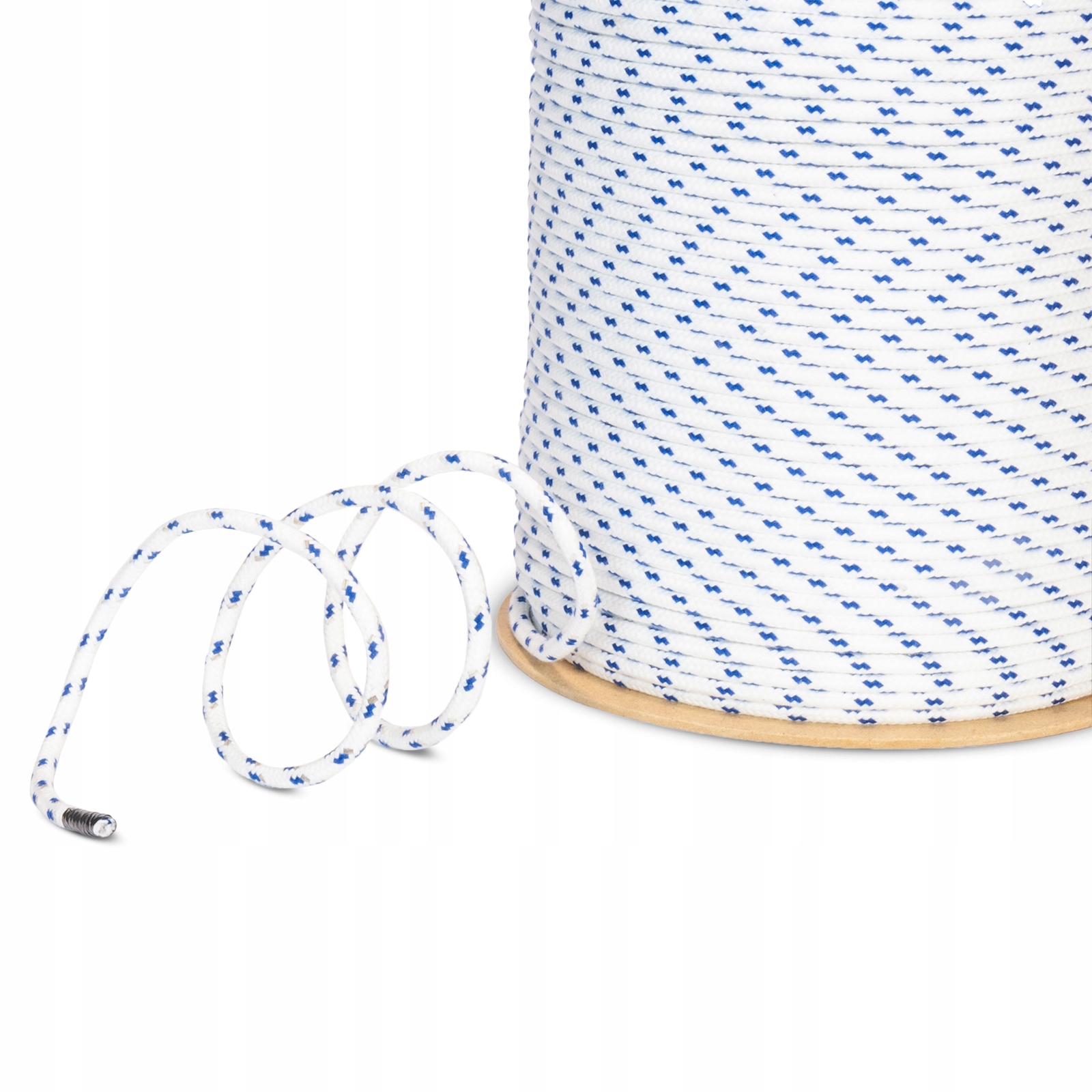 Polyesterové vlnité lano Elana 12 mm, bílé s modrými skvrnami, 150 m