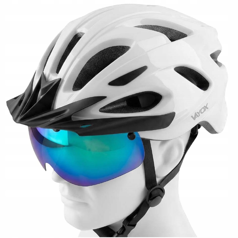 Kask Rowerowy Z Daszkiem Regulowany 55-58cm Lampka Tylna Wizjer Vayox