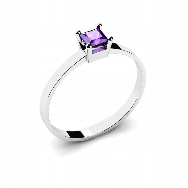 

Pierścionek Z Białego Złota Z Ametystem Naturalnym