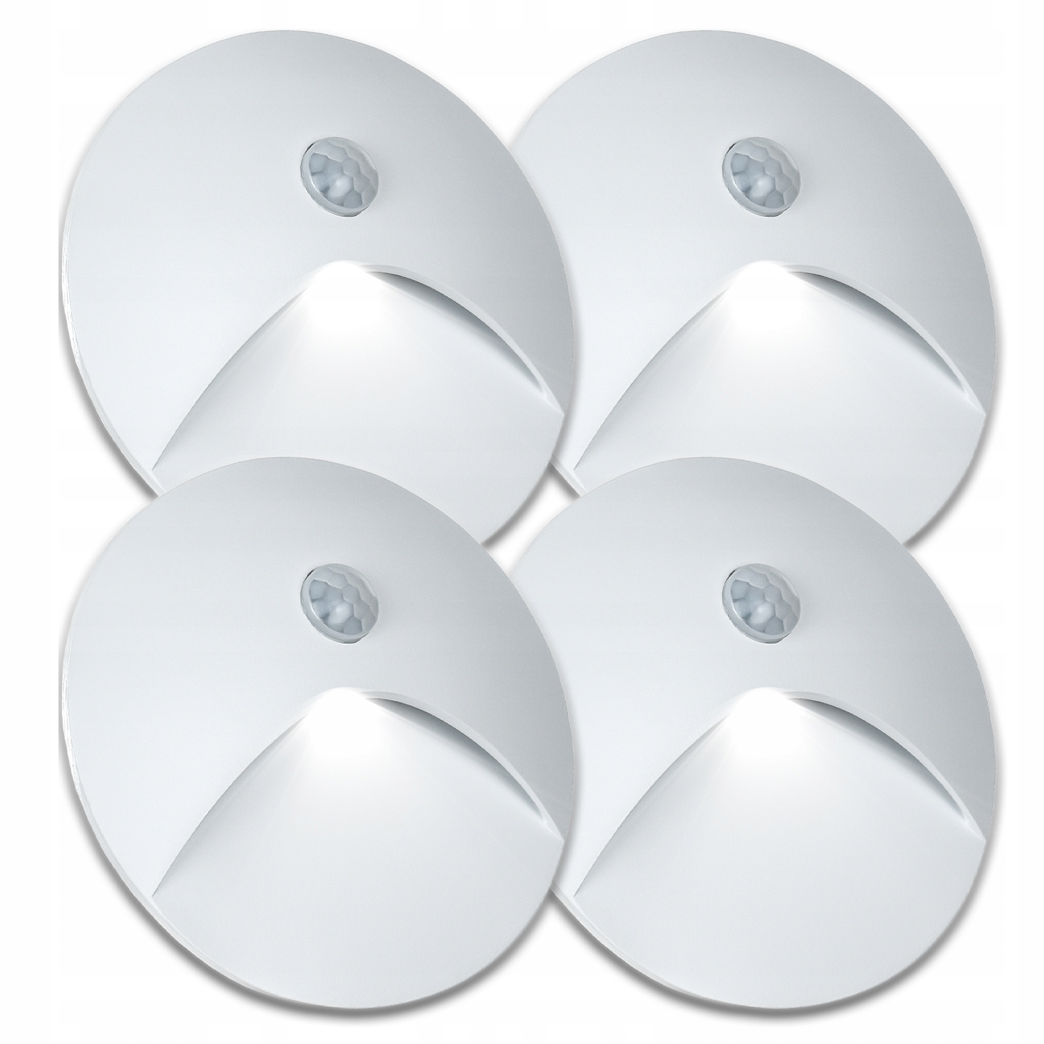 4X Bílá Hliníková Schodišťová Objímka IP65 Senzor Soumraku Pohybu