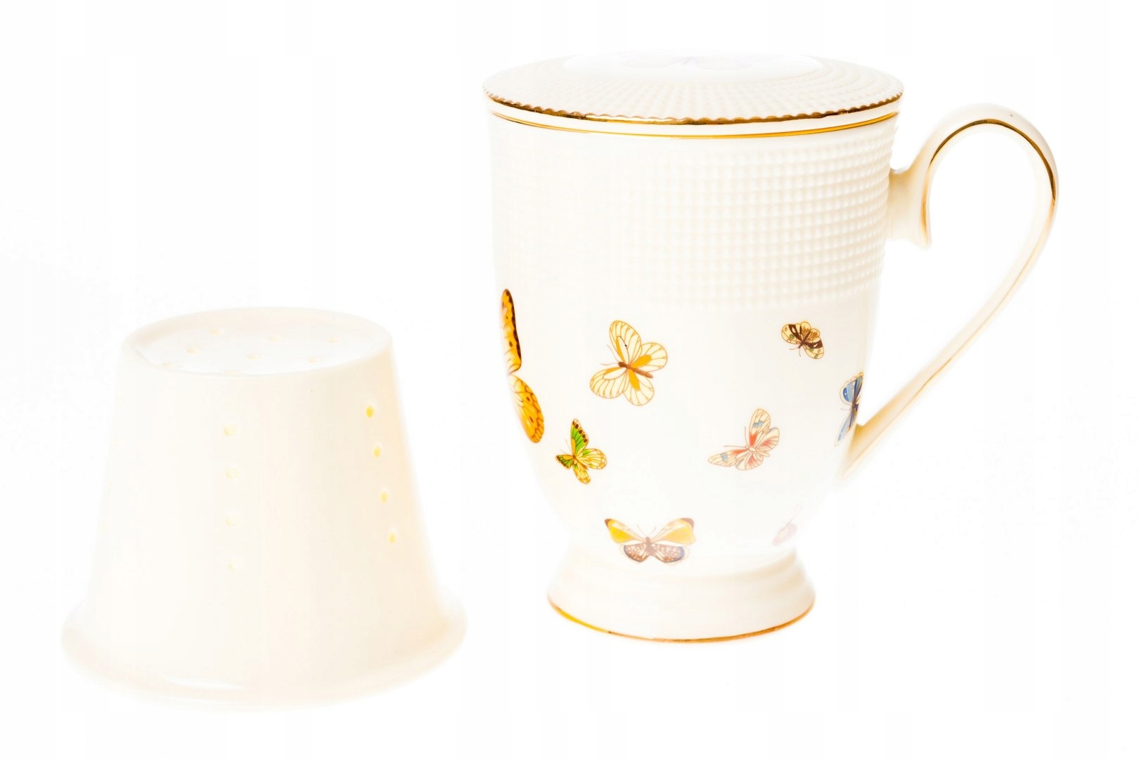 

Kubek Na Nóżce Porcelanowy Z Sitkiem Motylki