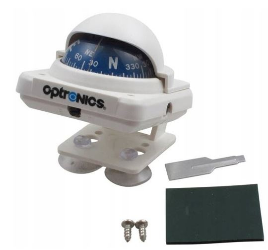 Kompas Żeglarski Pokładowy OPTRONICS CP-101 BIAŁY NA PRZYSSAWKĘ.