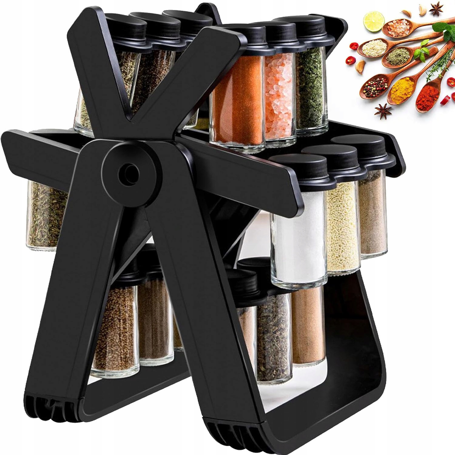 Organizér Na Koření Otočný Stojan S 18 Nádobami