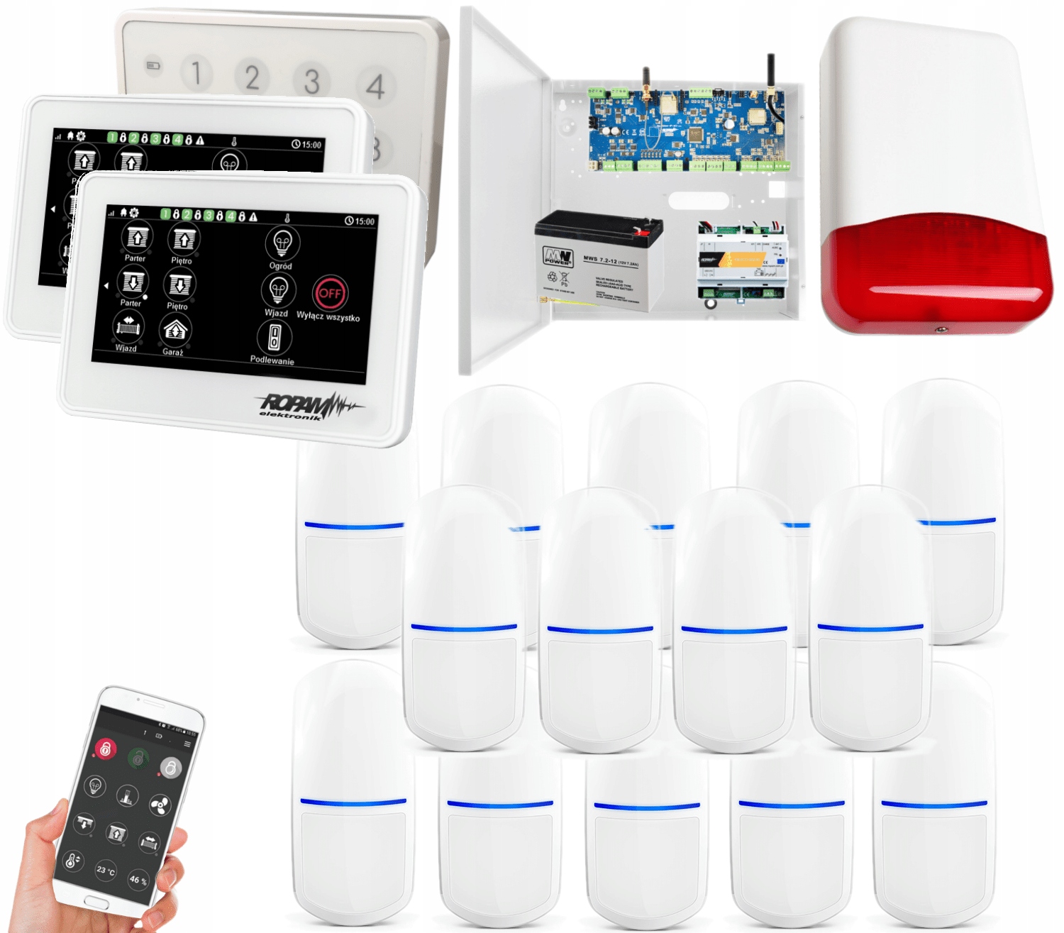 Alarm Do Domu Ropam 14 Slim-pir Wifi Gsm App Dotyk