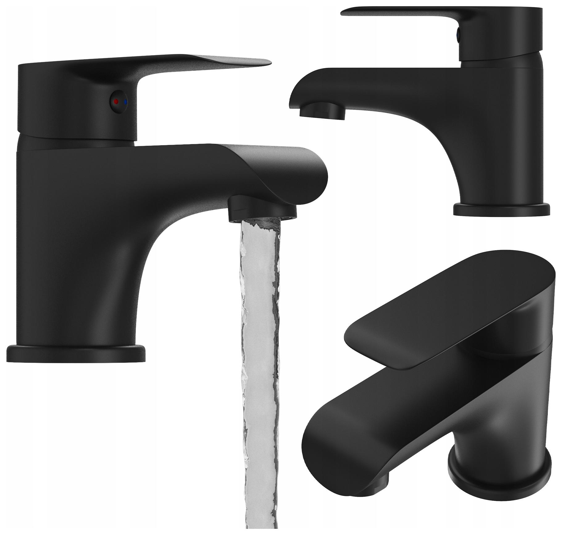 Umyvadlová baterie páková nízká stojící koupelnová černá baterie Vito