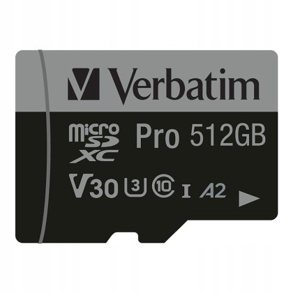 Paměťová karta Micro Sdxc Verbatim Pro U3 512GB (100/90 MB/s) Class 10 U3