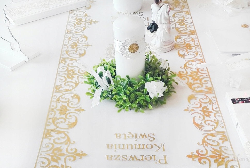 Organza Bieżnik komunijny z nadrukiem 36cm - 4,5m Rodzaj bieżnik