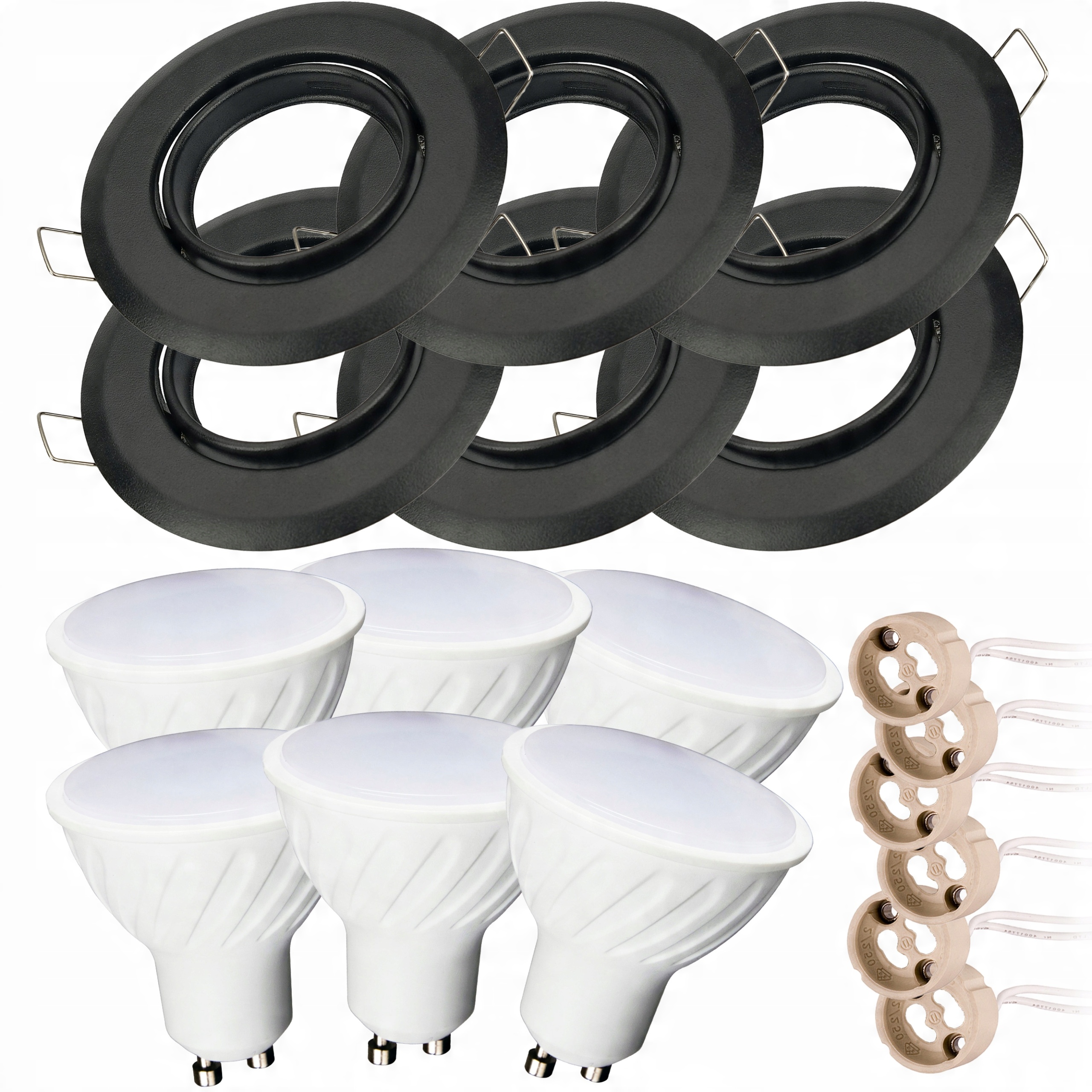 

Zestaw 6x Led GU10 8W Oprawa halogen Czarna Okrągł