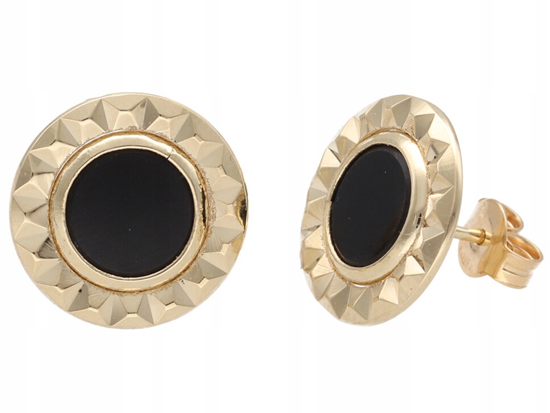 

Złote kolczyki 585 okrągłe z czarnym oczkiem 3,83g