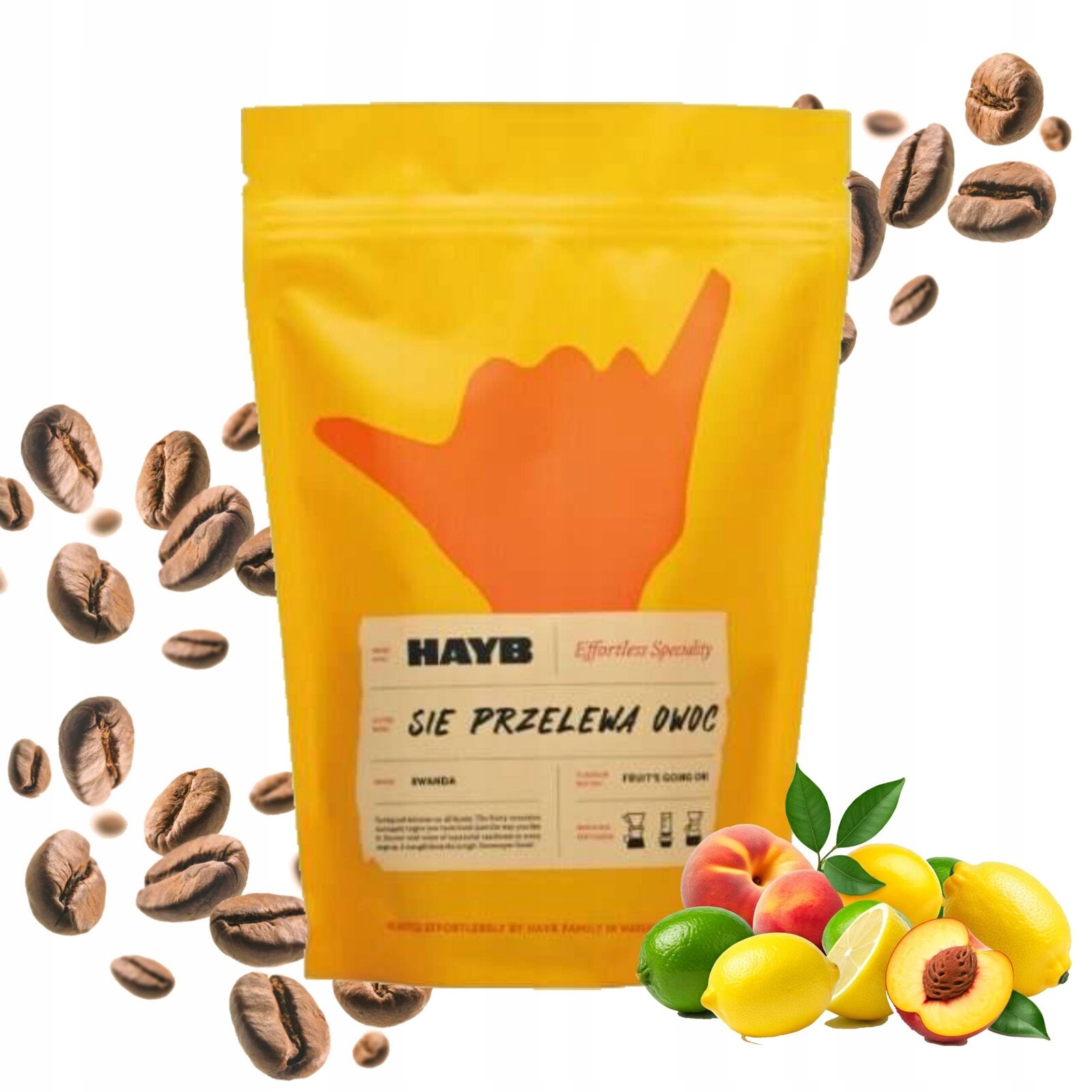 Levně Káva zrnková pro přípravu překapávané kávy Hayb Sie Przelewa Ovocná 100% Arabica 500g