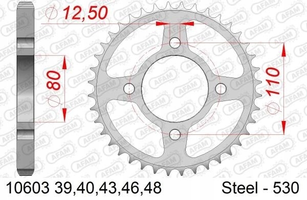 ZĘBATKA NAPĘDZANA TYŁ MOTO STALOWA OCYNKOWANA SREBRNA 10603-40