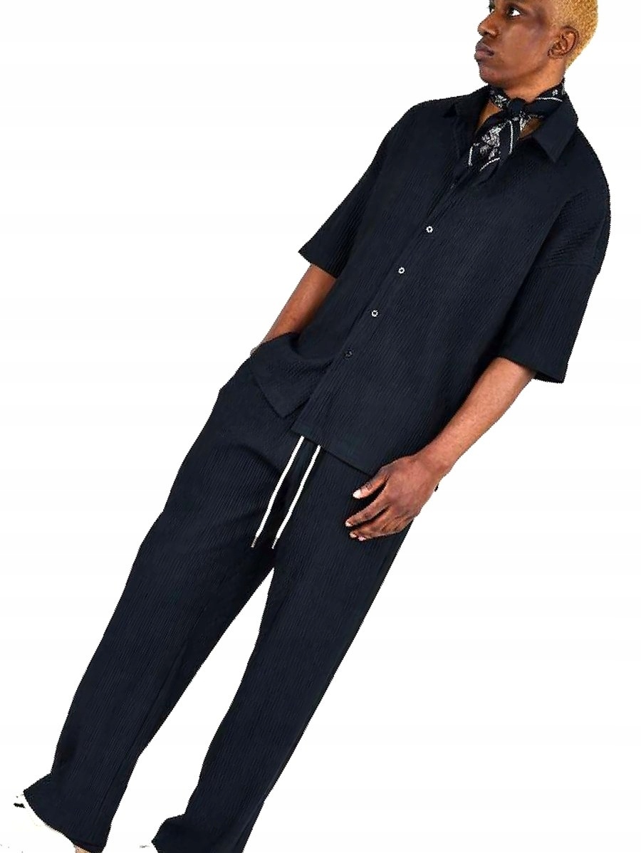 Pánský komplet s pruhy a kalhotami Košile Černá Sumwon Letní M