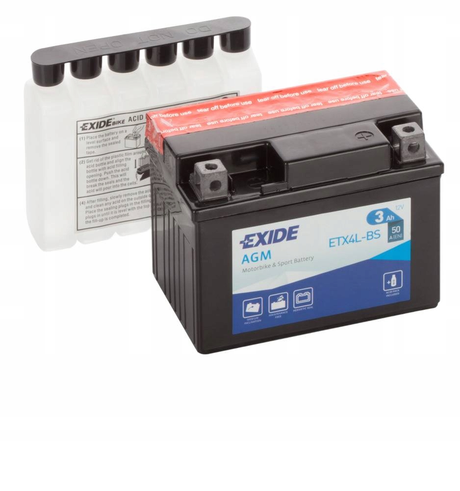 Akumulator 3 Ah Exide Agm dry charged ETX4L-BS