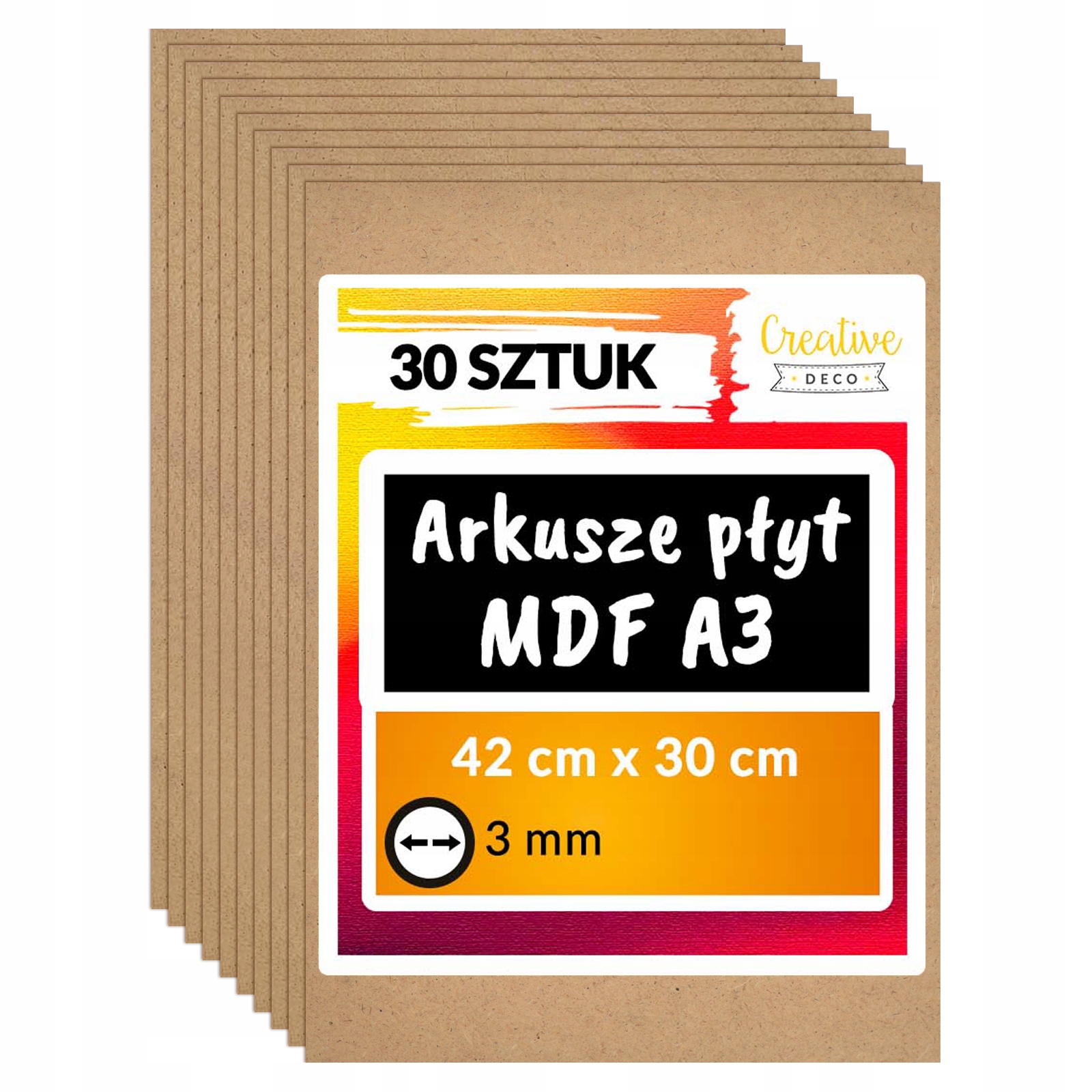 Mdf deska pro laserové řezání, gravírování, malování a vyřezávání 3mm A3 x 30 ks