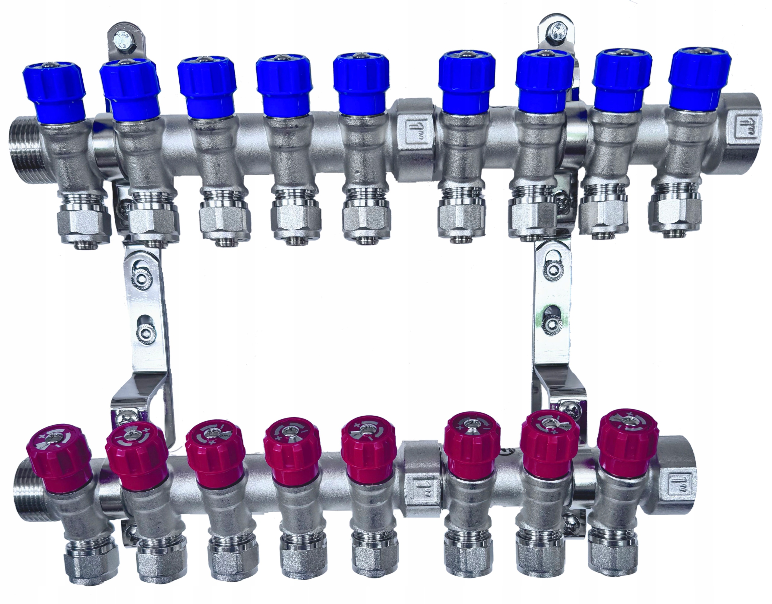X-home Rozdělovač Pex 1" x 16 mm 9 Obvodů Studené Vody 8 Obvodů Teplé Vody