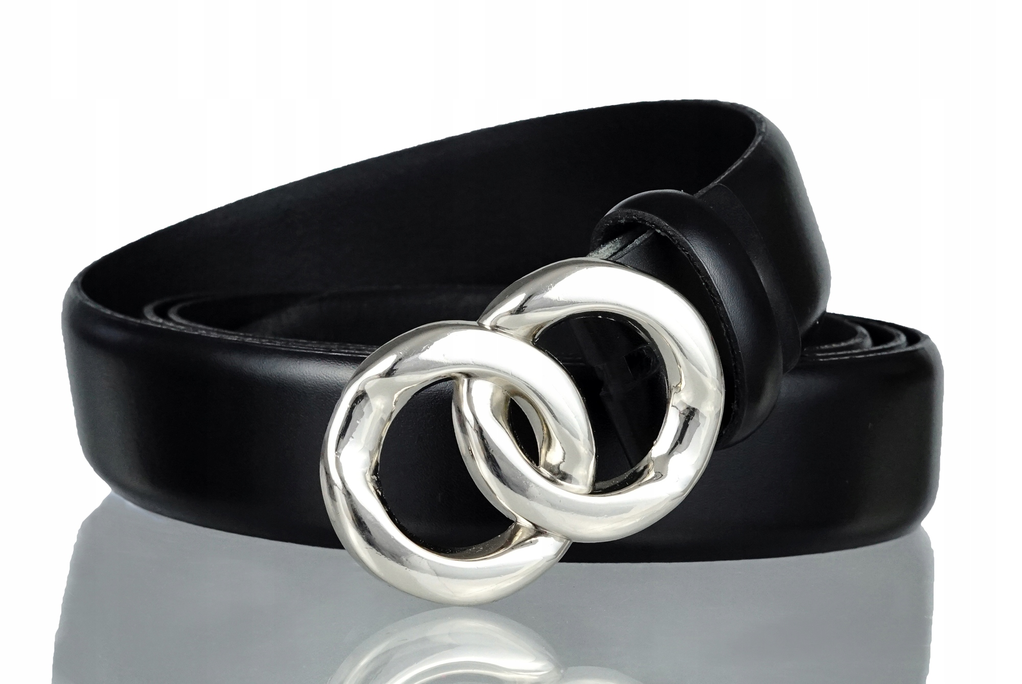 SKÓRZANY DAMSKI PASEK BLAKARDO 3 CM CZARNY 120