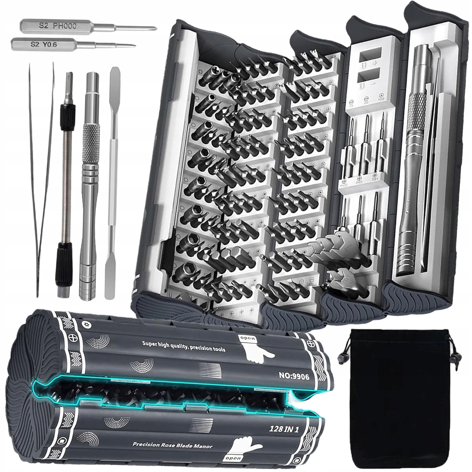 Sada Přesných Šroubováků 128V1 Magnetické Šroubováky S2 Bity +pouzdro