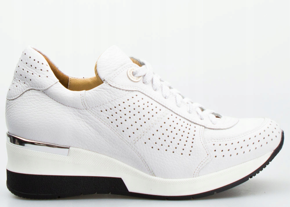 

Jasne Szare Sneakersy Na Koturnie Skóra Ażur 39