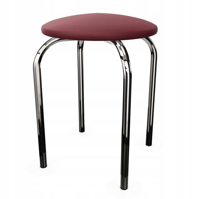 Stołek tapicerowany bez oparcia taboret CHICO chrom C29 bordowy Nowy Styl