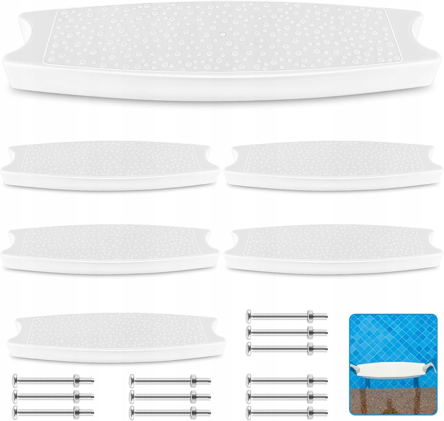 Schodíky k bazénovému rebríku 6 ks biele univerzálne 18" s 12 skrutkami